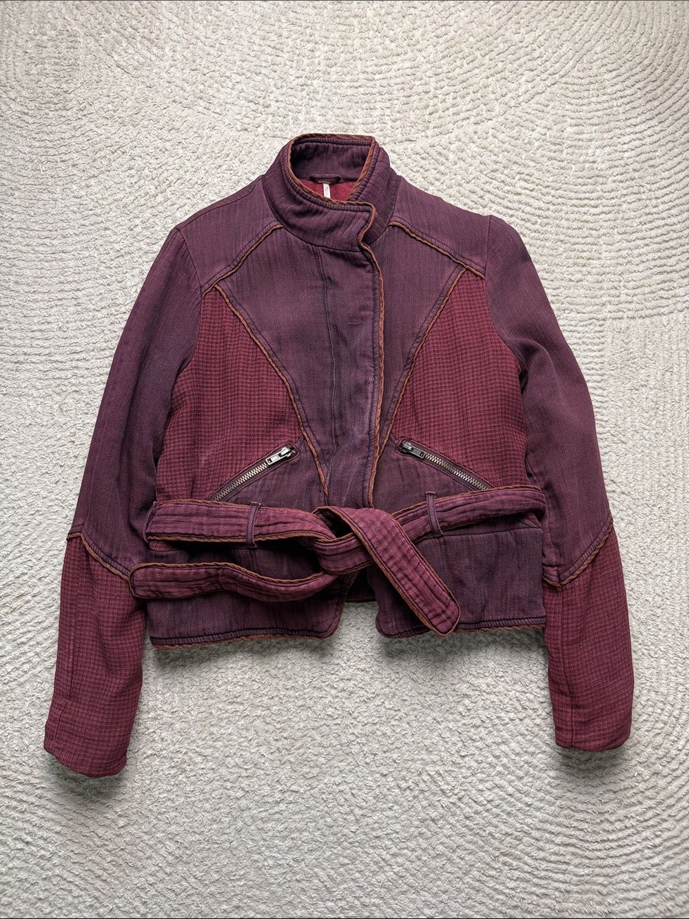 Free People Double Cloth Twill Wrap Jacket Size XS Blackberry
